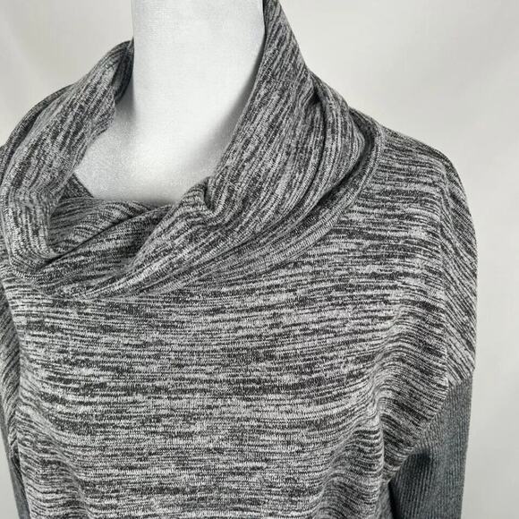 Xersion Grey Knit Top Athletic Long Sleeve Large Lounge Cowl Neck Stretch Casual - Picture 2 of 5